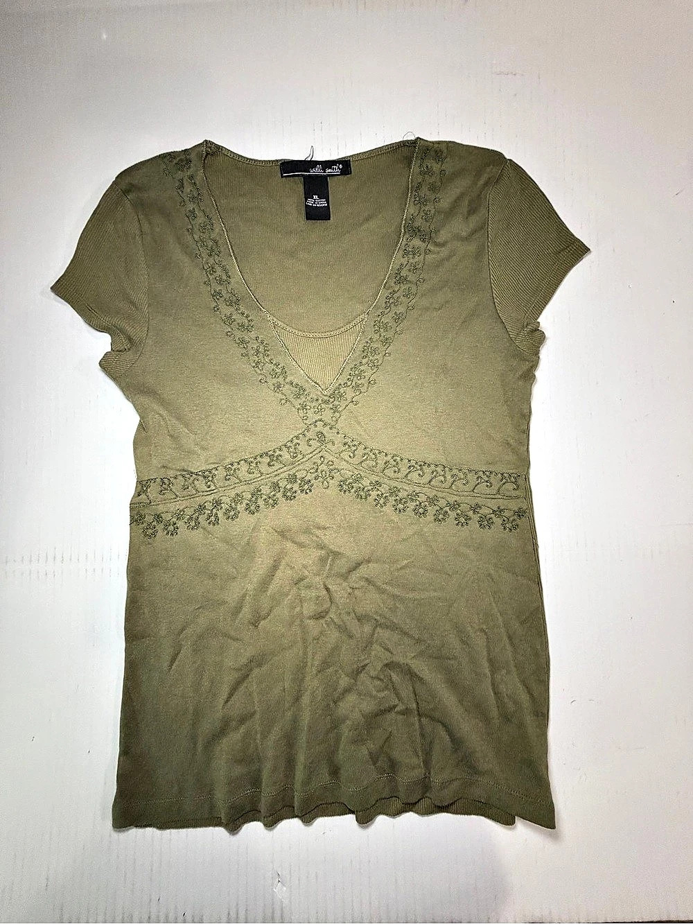 Y2K Willi Smith Floral Short Sleeve Top in Green Size XL